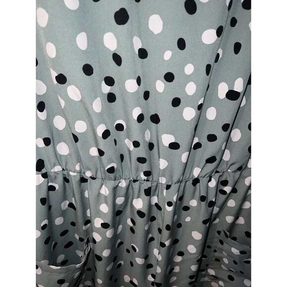 Shein Curve Jumpsuit Womens 2XL Green Wide Leg Polka Dots Short Sleeves Romper - Picture 5 of 10